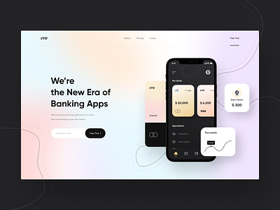 Era Banking App - Landing Page bank bank card banking banking app banking website credit card finance financial website fintech fintech landing fintech website hero section landing landing page mobile banking neobank neobank landing online banking product page