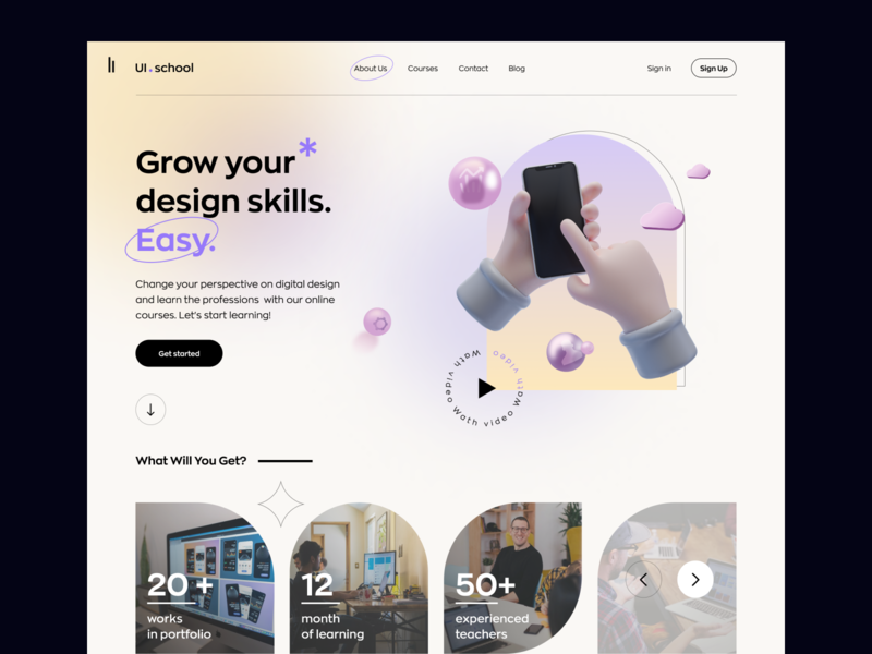 Education Landing Page clean colorful education education app education website geometric geometry hero header illustration landing page learning learning app minimal typography ui ui design user interface ux ux design visual design