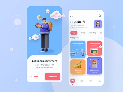 Education Platform - Mobile App app design app ui app ui design colorful course course app e learning education education app educational learning app learning platform minimal mobile app mvp online course ronas it study ui design uiux design