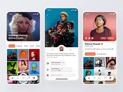 Light Theme for an Influencer Mobile App animation app app design blog post blogger feed influencer motion motion design mvp pride queer ronas it short story social media ui user experience ux