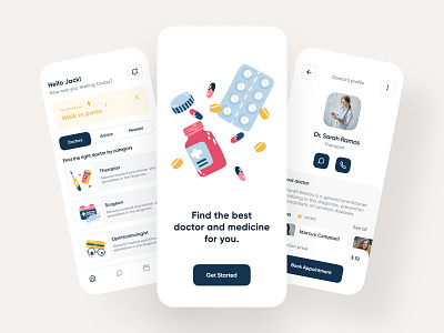 Medical App clean clinic doctor app doctor appointment health healthcare hospital illustration ios medical app minimal mobile mobile app ui ux