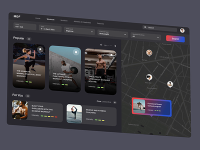 Training Finder Web App coach dashboard design exercise fit fitness gym interface mvp ronas it train trainer training ui ux web web application website workout