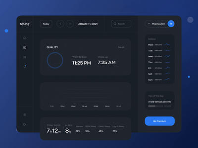 Sleep Tracking Dashboard animation dashboard design graphs mvp react ronas it single page application sleep sleep tracking spa statistics stats tracker ui ux web app web application web design