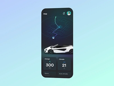 Electric Car App animation app app design auto car charge design e car electric electro future hybrid interface mobile app modern mvp ronas it tesla ui ux