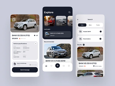 Vehicle Retailer App app app design auto car car app dealer design filters listing mobile app mobile design mvp retailer ronas it ui ux vehicle