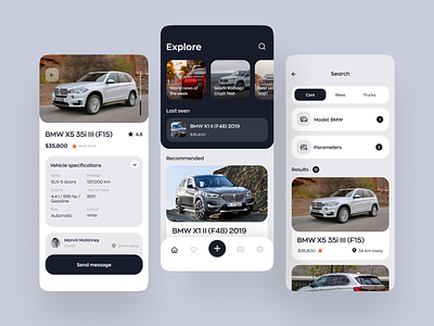 Vehicle Retailer App app app design auto car car app dealer design filters listing mobile app mobile design mvp retailer ronas it ui ux vehicle