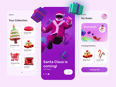 Christmas Gifts NFT App android animation app app design blockchain christmas clean crypto cryptocurrency gift ios marketplace mobile app mvp neat new year nft ronas it ui ux