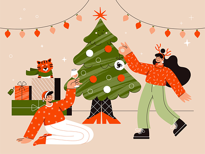 Happy New Year character christmas good mood graphic design holiday holiday season holidays illustration new year ronas it tiger
