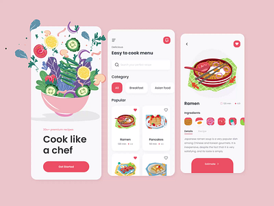 Cooking App android animation app app design breakfast chief cook design dinner food home cooking interface ios mobile app mvp recipe recipes ronas it ui ux
