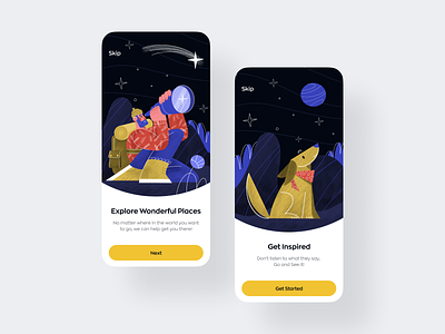 Trip Illustration android animal app illustration design discover discovery dog explore friends illustration ios jorney mvp onboarding ronas it trip ui ux