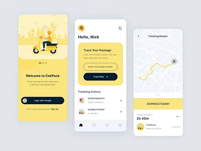 Parcel Tracking Application android animation app app design courier delivery design ios map mobile app mvp package parcel ronas it shipping track tracking transportation ui ux