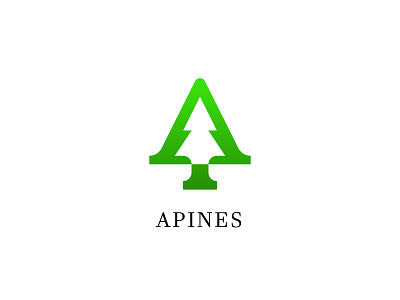 Apines logo app branding design elegant flat green icon leaf letter lettermark logo logo design nature pine simple simple logo vector