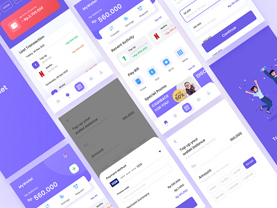 E-wallet App UI Design app app design clean e wallet ewallet finance fintech app mobile mobile app money payment payment app purple simple ui ux wallet