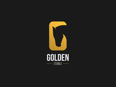 golden stable animal branding design elegant gold golden horse logo logo design negative space stable vector