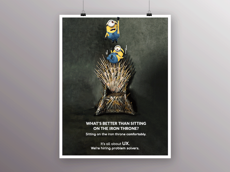 Hiring Ad branding concept design gameofthrones hiring illustration jobs minion minions throne typography ux uxtrend