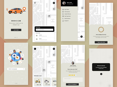 Cab Booking App Screens
