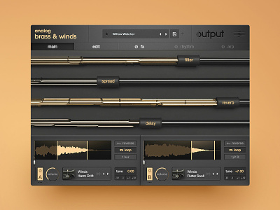 Analog Brass and Winds 3d cgi music app uidesign vst