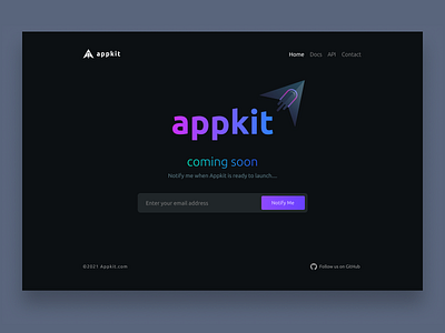 Appkit Coming Soon page app appkit appkitjs branding coming soon cursor design homepage logo ui web webpage