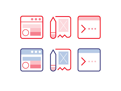 Web Design Code Icons blue code console dev digital icons linear pencil red web