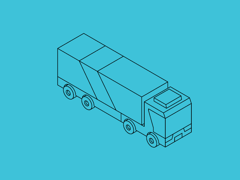 Truck 3d blender freestyle linear rotate truck