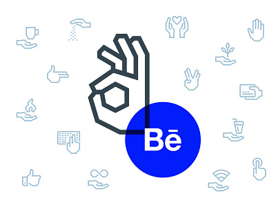 Hands and more behance blue done finger fingers hand icon icons ok okay perfect set