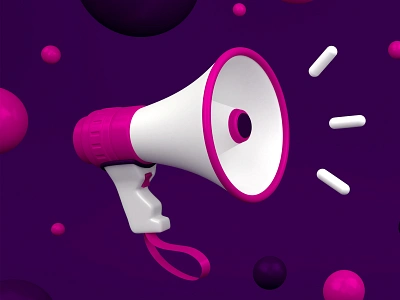 Megaphone 3d blender bullhorn icon loud mega megaphone model noise phone purple sound