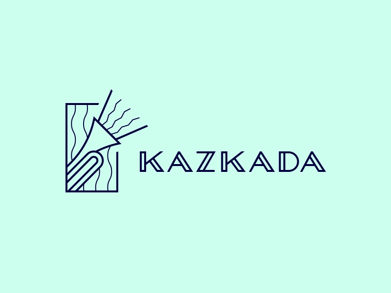 Kazkada Logo Process blue cascade design etno jazz kazkada label logo music process river sound trumpet water waterfall
