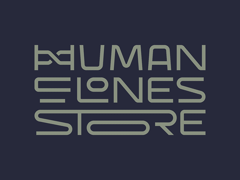 Human Clones Store typo typography cyber cloning future music hcs dirt dark khaki human body helix dna industrial hardcore band logo store clones human