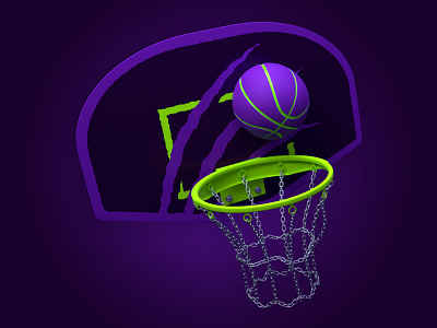 Halloween Cats Basketball Hoop 3d ball basketball blender blender3d cats chain dunk halloween hoop logo mascot model modeling purple sport