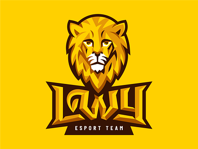 Lwy (Lions) E-Sport Team Mascot Logotype animal esport gaming lettering lew lion lions logo logotype lwy mascot sport team typography yellow