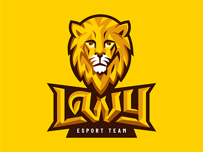 Lwy (Lions) E-Sport Team Mascot Logotype animal esport gaming lettering lew lion lions logo logotype lwy mascot sport team typography yellow