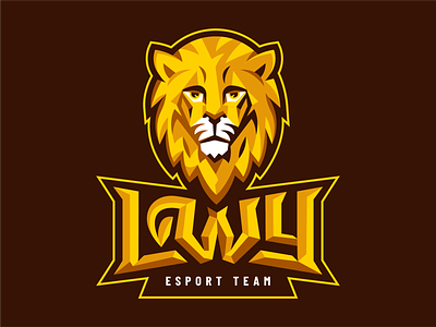 Lwy (Lions) E-Sport Team Mascot Logotype brown e-sport esport gaming king lew lion lion head lion logo lions logo logotype lwy mascot sport team teams yellow