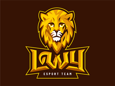 Lwy (Lions) E-Sport Team Mascot Logotype brown e sport esport gaming king lew lion lion head lion logo lions logo logotype lwy mascot sport team teams yellow