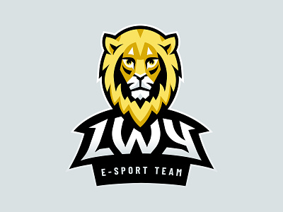 Lwy (Lions) E-Sport Team Mascot Logotype animal cat esport esports grey head lion lion head lion logo logo lwy mascot mascot logo sport yellow