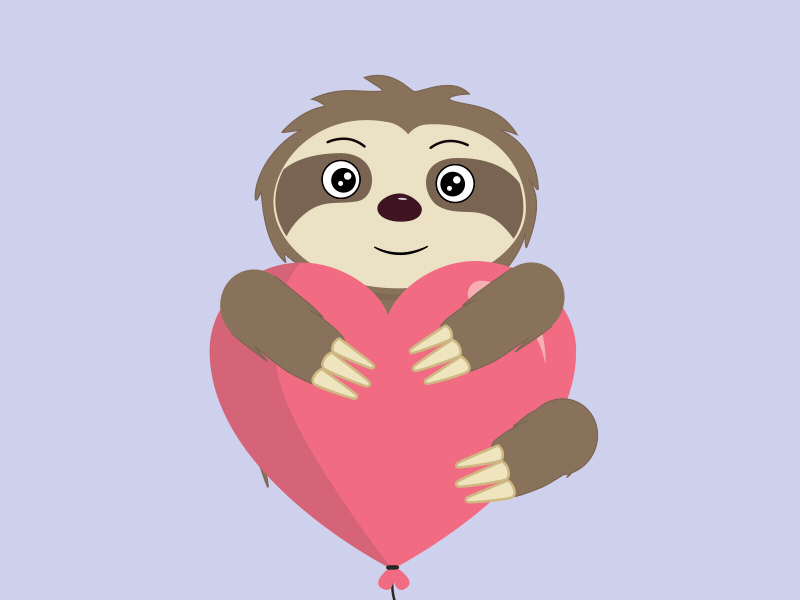 Little Sloth aftereffects animation character gif heart illustration kiss like motion design sloth