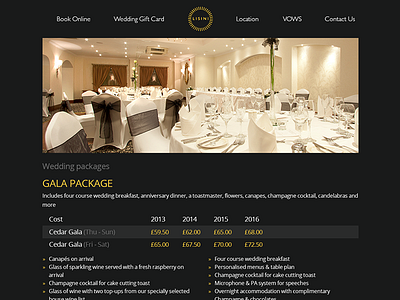 Weddings, deeper dark design gold interface lisini sentinel active ui web weddings