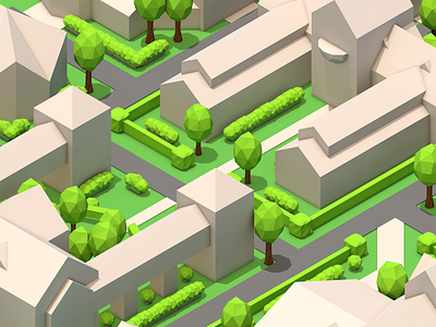 Cloudville Close 3d c4d isometric landscape print render town