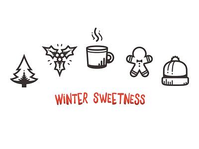 Winter sweetness cap christmas gifts gingerbread man hot chocolate icons mistletoe tree winter