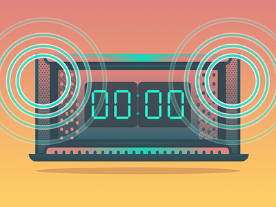 Time's out alarm clock digital disco illustration timer vector