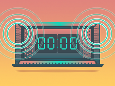 Time's out alarm clock digital disco illustration timer vector