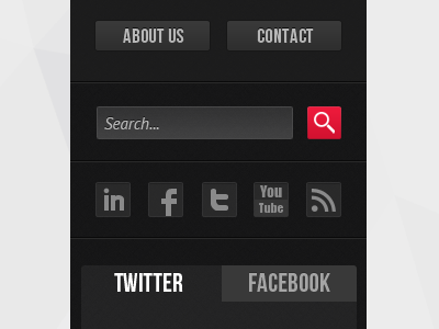 Dark Sidebar dark pixel perfect search search bar sharp sidebar social icons web