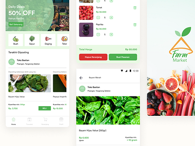 Farm Market Commerce Apps b2b ecommerce green groceries mobile app