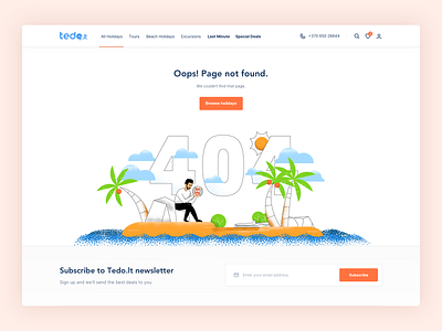 Tedo.lt - 404 Page 404 booking app car rental flight search holidays booking page missing travel website traveling interface trip planner user experience vacation ecommerce