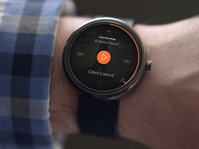 SoundCloud Concept For Android Wear android wear smart watch app design clean interface flat music player interface product play pause stop ui ux user experience user interface watch app design website widget