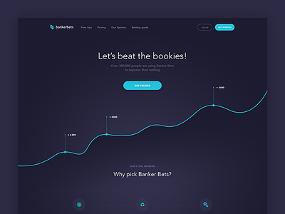 Banker Bets Landing Page bookmaker tips unit graph chart header minimal clean web design online betting website red black white responsive design service landing page sport bets user experience user interface ux ui win betting invoice