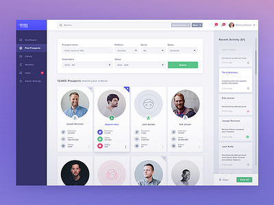 Find Prospects analytics dashboard bootstrap layout design application usability desktop user filter serach grid experience responsive web users bootstrap ux ui visual interface