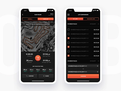 Crossbox iOS App Overview & Lap Comparision app design application design clean interface crossbox ui app ios ios9 ios10 ios11 iphone mobile experience motocross tracking ux motorsport athletes tracking motorsport gps user experience user interface