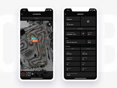 Crossbox iOS Lap Overview & Riding Day Settings app design application design clean interface crossbox ui app ios ios9 ios10 ios11 iphone mobile experience motocross tracking ux motorsport athletes tracking motorsport gps user experience user interface