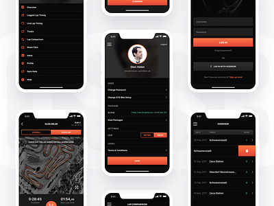 Crossbox Login and User settings pages app design application design clean interface crossbox ui app ios ios9 ios10 ios11 iphone mobile experience motocross tracking ux motorsport athletes tracking motorsport gps user experience user interface