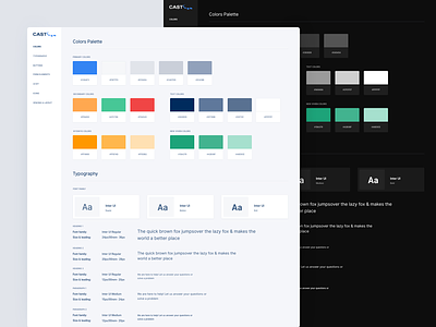Cast Soft Light And Dark Style Guide app dashboard clean interface design system interface product prototype material design sketch app styleguide style guide ui ux kit pack user experience user interface web design website widget